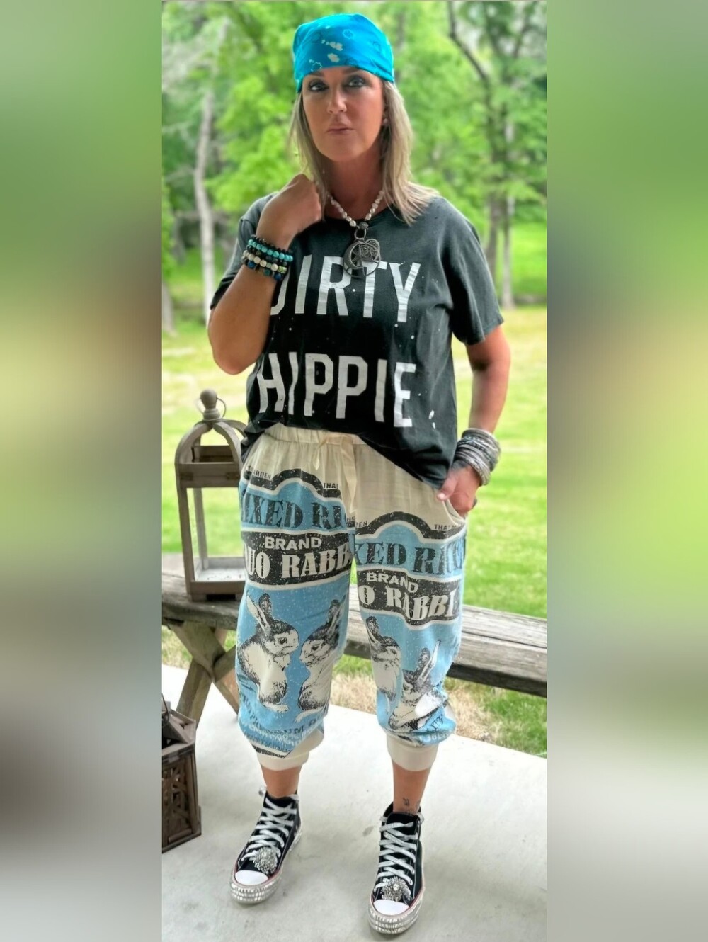 Cottage Core Jaded Gypsy Blue Bunny Joggere - Size S/M - Picture 2 of 10